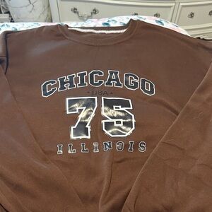 SHEIN Brown Chicago Illinois Sweatshirt